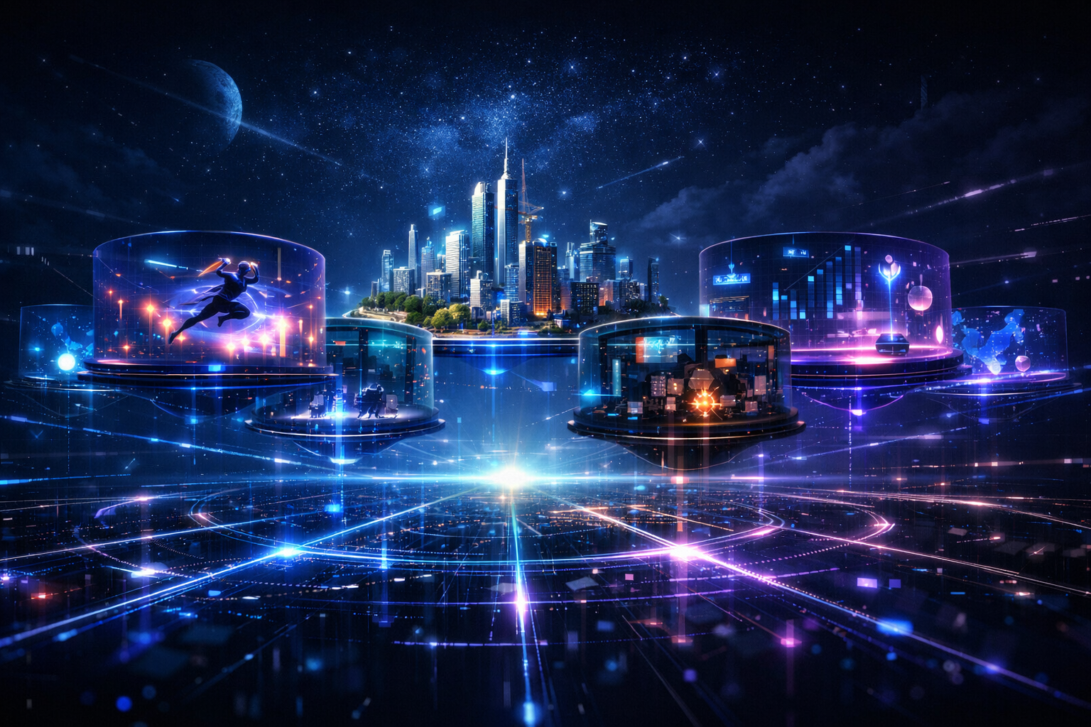 Connected gaming worlds in a digital realm